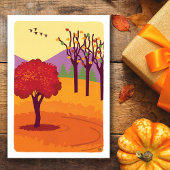 Paysage d'automne Arbres, Carte blanche Feuilles