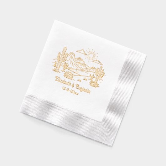 Paysage de Cactus du désert #3 Nom du couple Date (Gauche)