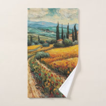 Paysage de campagne de Toscane aux fleurs sauvages