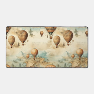 Paysage de carte sépia d'un ballon à air chaud ant