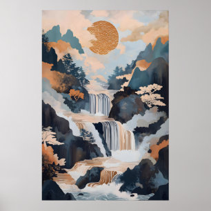 Paysage de cascade japonaise Impression Nature vin