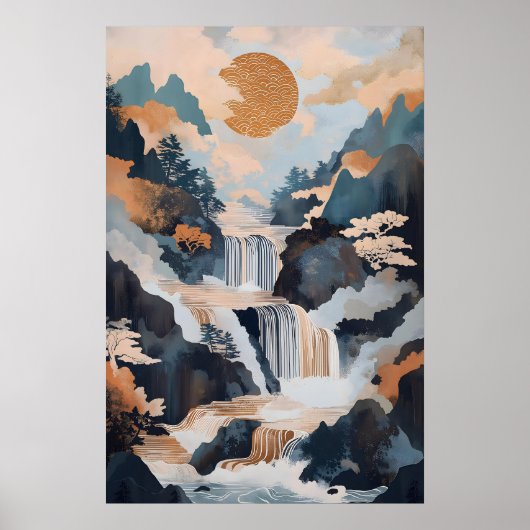 Paysage de cascade japonaise Impression Nature vin (Devant)