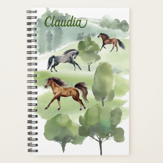 Paysage de cheval à l'aquarelle Nom Monogramme (Devant)