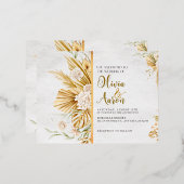 Paysage de Faire-part de mariage Floral d'or (Recto/Verso)