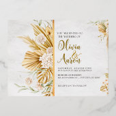 Paysage de Faire-part de mariage Floral d'or (Recto)