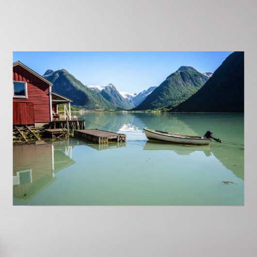 Paysage de fjord en Norvège affiche (Devant)