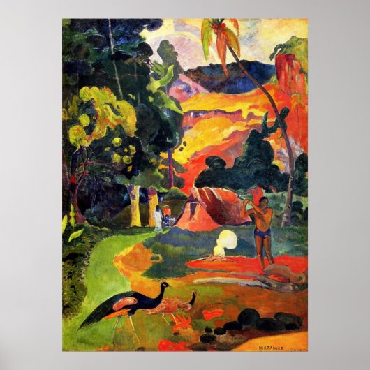 Paysage de Gauguin avec Poster Peacocks (Devant)
