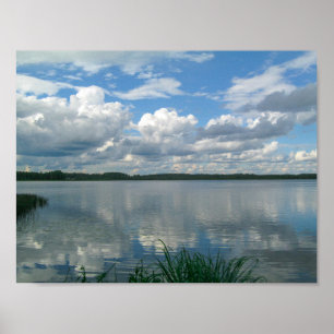Paysage de la nature Lac Nuage Biélorussie Affiche