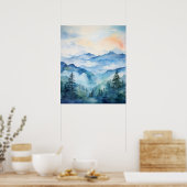 Paysage de montagne aquarelle moderne art mural (Cuisine)
