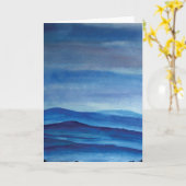 Paysage de montagne bleu Carte de voeux (Fleur jaune)