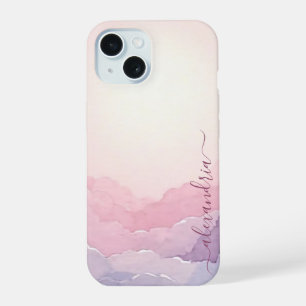 Paysage de nuages à l'aquarelle Ciel rose avec nom