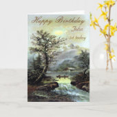 Paysage de pêche vintage Carte d'anniversaire (Fleur jaune)