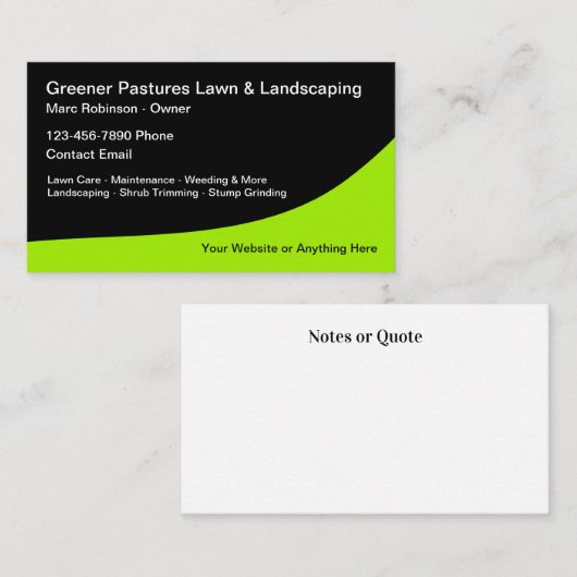 Paysage de pelouse moderne Cartes de visite audaci (Devant / Derrière)