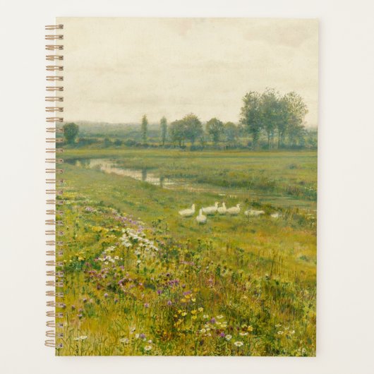 Paysage de prairie étendu avec oies (Devant)
