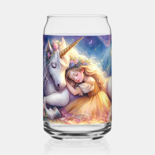 Paysage de rêve de licorne de fille endormie