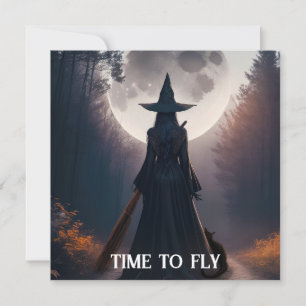 Paysage de sorcière d'automne avec carte de chat n