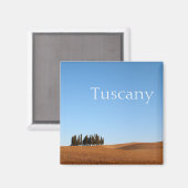 Paysage de Toscane carré avec aimant texte cypress (Recto/Verso)
