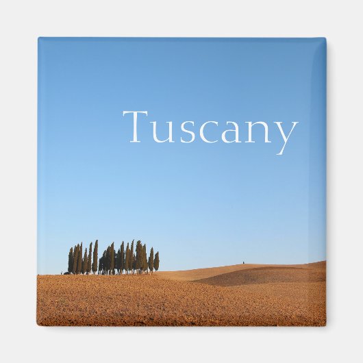 Paysage de Toscane carré avec aimant texte cypress (Devant)