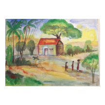 Paysage de Village Aquarelle – Décoration Murale R
