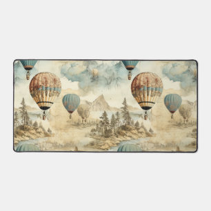 Paysage de voyage antique ballon bleu rétro
