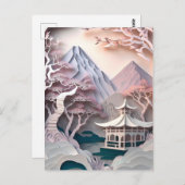 Paysage découpé en papier avec carte postale Pavil (Devant / Derrière)