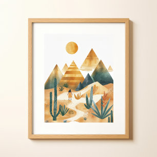 Paysage Désertique Cactus Art Mural Géométrique
