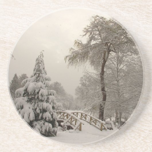 Paysage d'hiver Dessous de verre neige Pont couver (Devant)