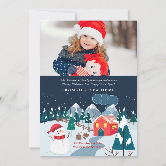 Paysage d'hiver Photo vacances Faire-part de démén (Devant)