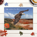 Paysage d'Imaginaire avec Puzzle d'aigle chauve<br><div class="desc">Puzzle avec un paysage imaginaire avec aigle chauve et cactus en fleurs.</div>