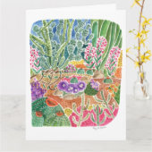 Paysage du désert coloré Carte d'aquarelle Cactus (Fleur jaune)