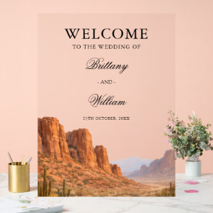 Paysage du désert peint Bienvenue Mariage