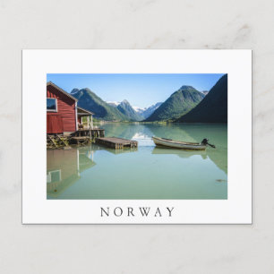 Paysage fjord en Norvège carte postale texte blanc