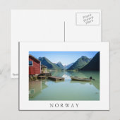Paysage fjord en Norvège carte postale texte blanc (Devant / Derrière)