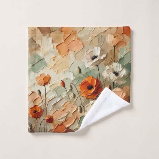 Paysage fleuri pictural (Gant de toilette)