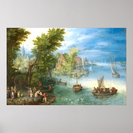 Paysage fluvial - Jan Brueghel Poster d'art (Devant)