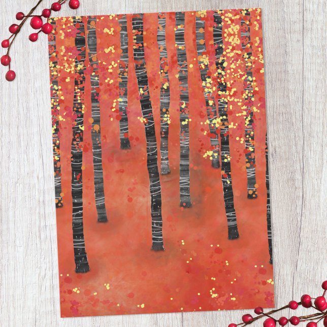 Paysage forestier de bouleaux Carte plate (Birch tree forest art card)