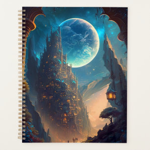 Paysage futuriste du château d'Imaginaire