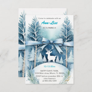 Paysage hivernal Cerf Anniversaire Invitation