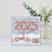 Paysage hivernal doux 2025 Carte de Nouvel An (Debout devant)