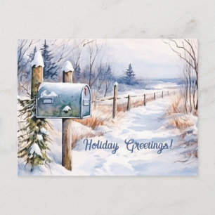 Paysage hivernal neige - Carte postale de voeux po
