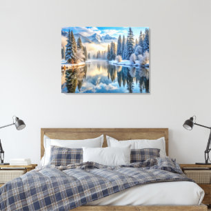 Paysage hivernal neige toile d'art