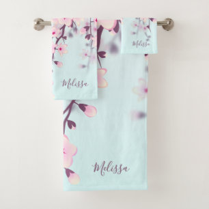 Paysage Illustratif de Cerisiers en Fleurs Rose Bl