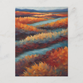 Paysage impressionniste aux couleurs d'automne briefkaart