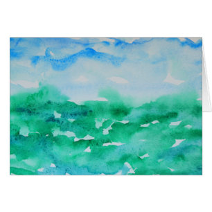 Paysage impressionniste bleu vert Aquarelle