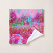 Paysage impressionniste de jardin rouge et rose (Gant de toilette)