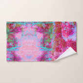 Paysage impressionniste de jardin rouge et rose (Serviette à main)