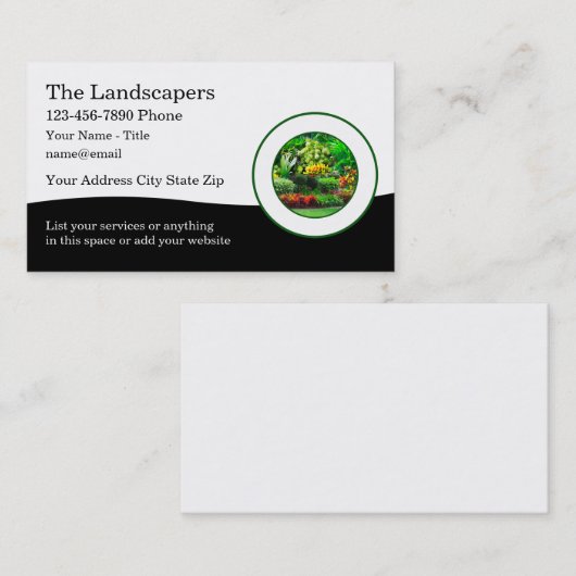 Paysage Jardin Cartes de visite à thème (Devant / Derrière)