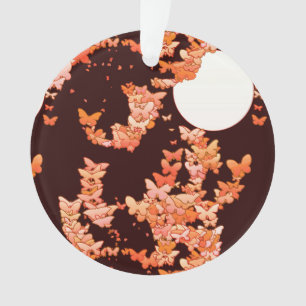 Paysage lunaire aux papillons - corail, chocolat