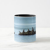 Paysage marin avec des oiseaux Photo Mug (Centre)