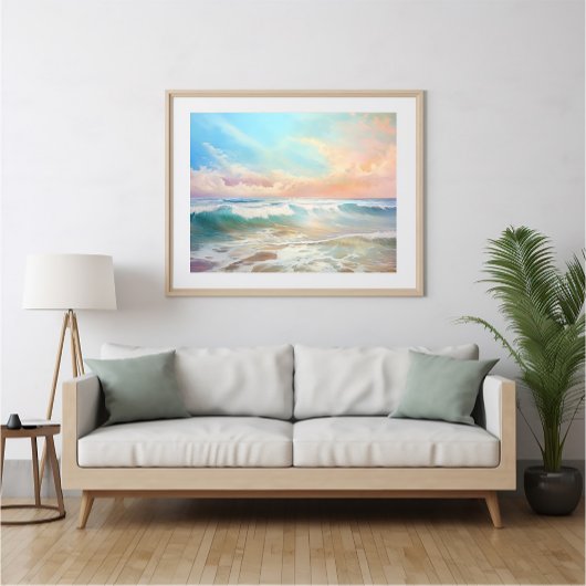 Paysage marin de couleur pastel - Poster Ai